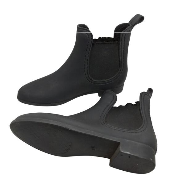 Jeffrey Campbell Rain Booties Size 9 Black Slip On Elastic Sides - Picture 3 of 9